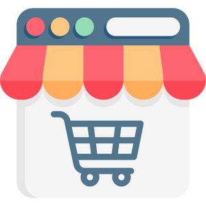 E-commerce website illustration showing online shopping, product listings, and digital storefront